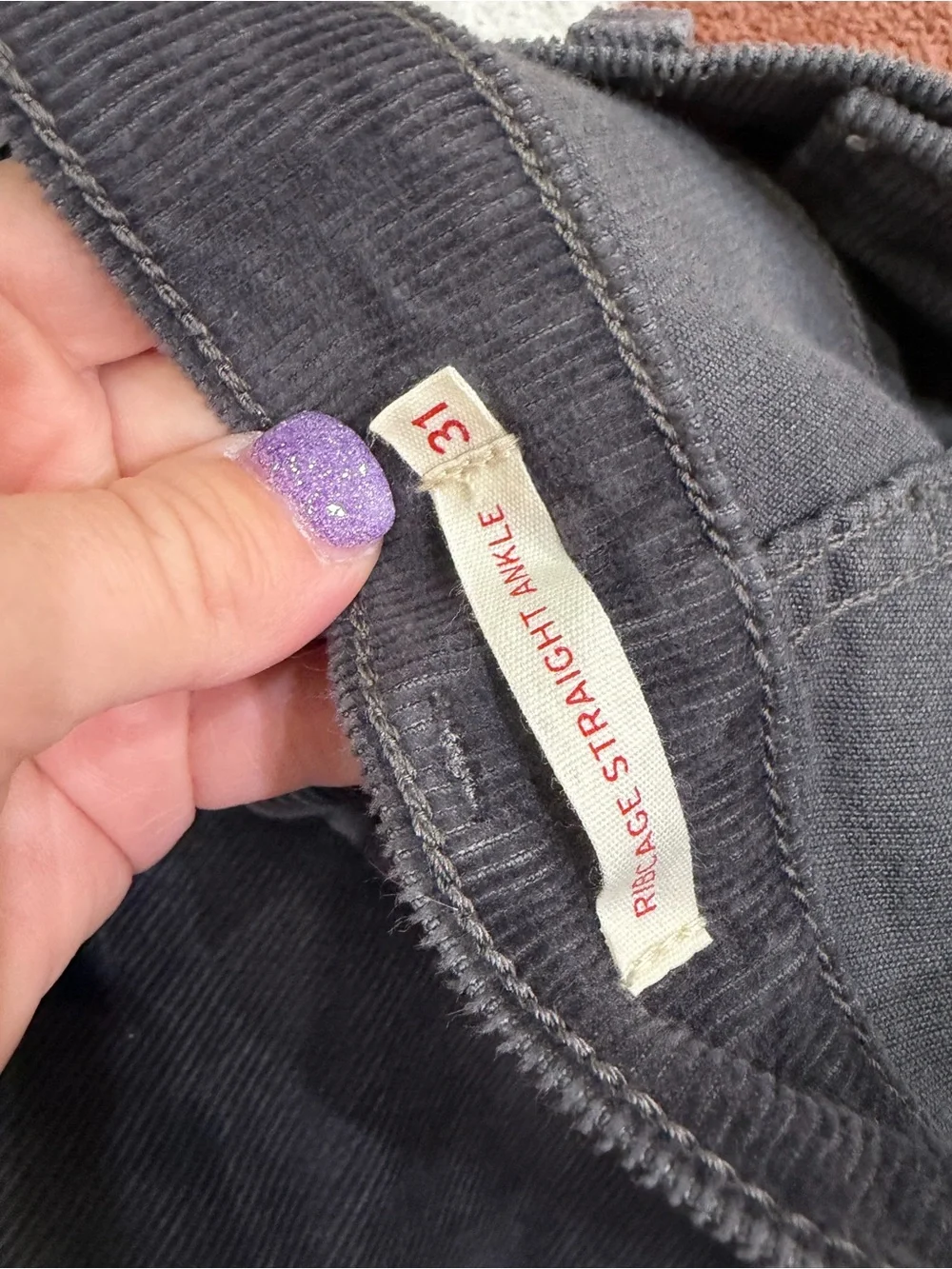 Levi's Women's Charcoal Corduroy Straight-Leg Pants